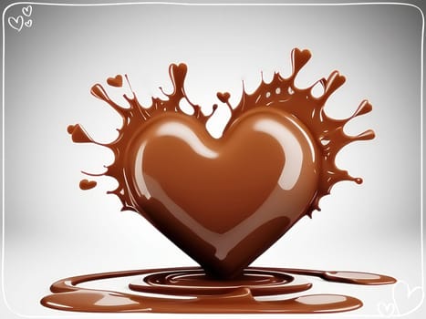 Chocolate splash with heart on a background. Chocolate heart with drops and splashes of chocolate on a background.Valentines day background with heart and chocolate splash.Vector illustration.