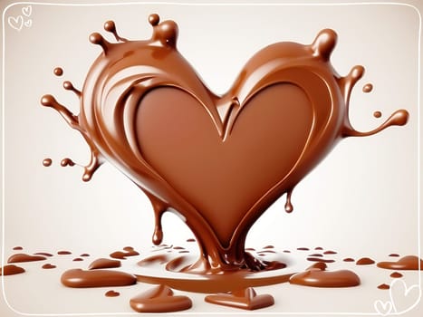 Chocolate splash with heart on a background. Chocolate heart with drops and splashes of chocolate on a background.Valentines day background with heart and chocolate splash.Vector illustration.