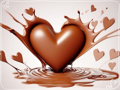 Chocolate splash with heart on a background. Chocolate heart with drops and splashes of chocolate on a background.Valentines day background with heart and chocolate splash.Vector illustration.