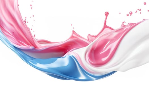 white, red and blue colored liquid splash isolated on white. AI Generated