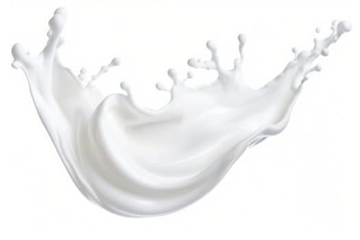 milk or white liquid splash isolated on white. AI Generated