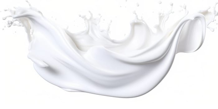 milk or white liquid splash isolated on white. AI Generated