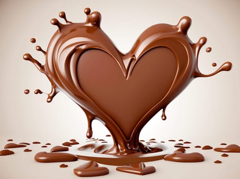 Chocolate splash with heart on a background. Chocolate heart with drops and splashes of chocolate on a background.Valentines day background with heart and chocolate splash.Vector illustration.