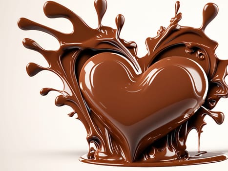 Chocolate splash with heart on a background. Chocolate heart with drops and splashes of chocolate on a background.Valentines day background with heart and chocolate splash.Vector illustration.