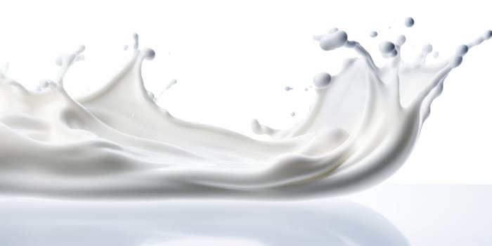 milk or white liquid splash isolated on white. AI Generated