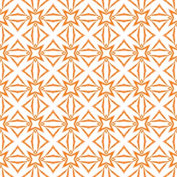 Watercolor summer ethnic border pattern. Orange fresh boho chic summer design. Ethnic hand painted pattern. Textile ready awesome print, swimwear fabric, wallpaper, wrapping.