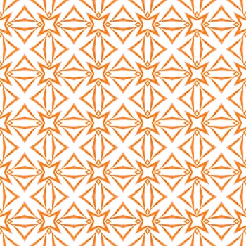 Watercolor summer ethnic border pattern. Orange fresh boho chic summer design. Ethnic hand painted pattern. Textile ready awesome print, swimwear fabric, wallpaper, wrapping.