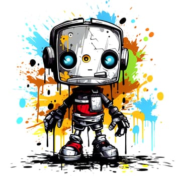 Cute cartoon Robots. Funny cyborgs. Steampunk Robots. 