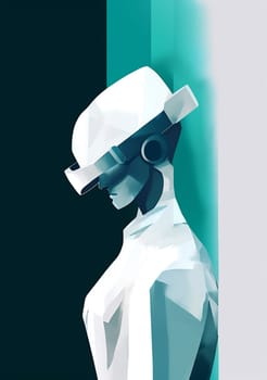 man online metaverse game technology minimalism abstract visual science excited goggles futuristic digital glasses head cyber gadget headset smart device vr. Generative AI.