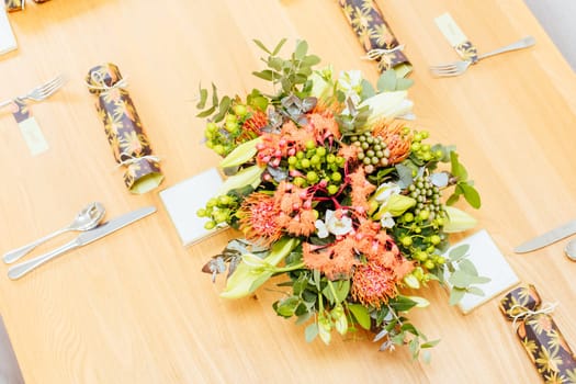 Australian table decorations and flowers for Christmas for a large family gathering