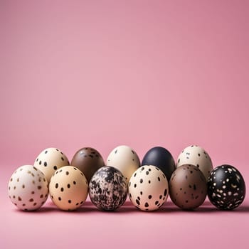 Quail eggs on a pink background.