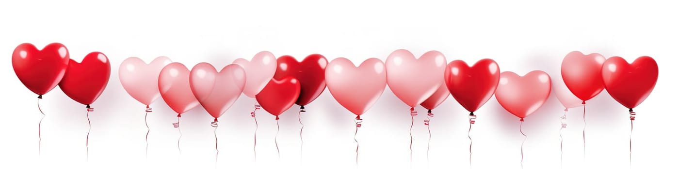 Valentine love balloons as banner, card sent, often anonymously, on St. Valentine's Day February 14 to a person one loves or is attracted to