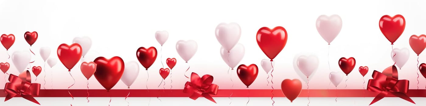 Valentine love balloons as banner, card sent, often anonymously, on St. Valentine's Day February 14 to a person one loves or is attracted to