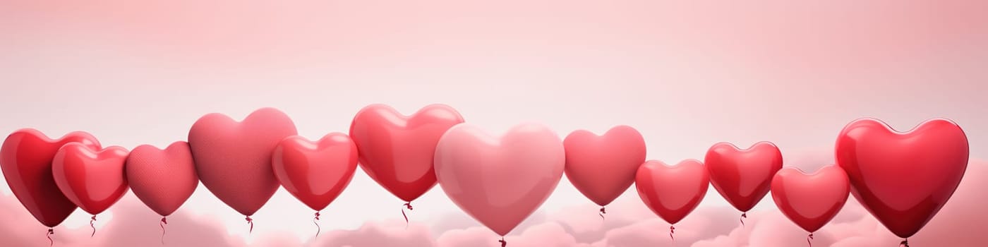 Valentine love balloons as banner, a card sent, often anonymously, on St. Valentine's Day February 14 to person one loves or is attracted to