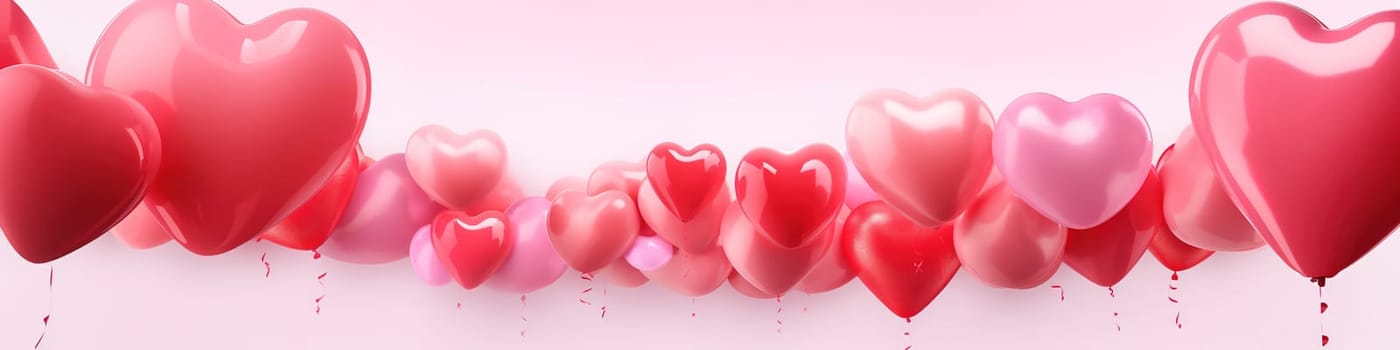 Valentine love balloons as banner, a card sent, often anonymously, on St. Valentine's Day February 14 to person one loves or is attracted to