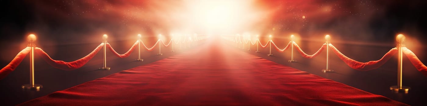 Red carpet with a flares and glowing effects in the end as banner