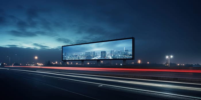 Huge LED billboard by the highway, interactive advertising concept