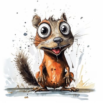 Image of a funny frightened squirrel on a white background. High quality photo