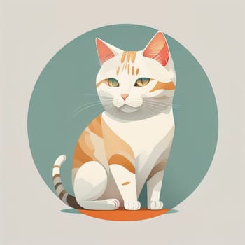 Cute cat sitting on the floor. Vector illustration in retro style. ai generative
