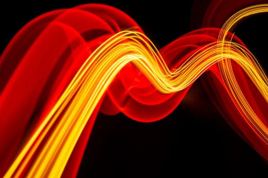 Futuristic light wave of energy with elegant glowing lines banner design. Abstract modern technology background. High quality photo