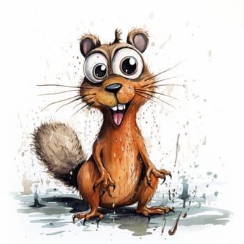 Image of a funny frightened squirrel on a white background. High quality photo