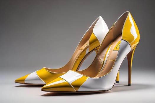High heel women shoes on a solid colour background. ai generative