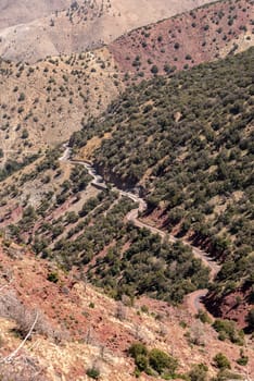 Scenic mountain landscape at Tizi n'Test pass in the Atlas mountains, Morocco