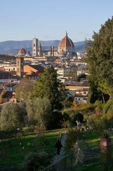 View of the old city of Florence, Italy from the hill