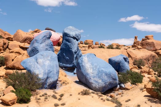 Famous painted rocks in the Tafraoute valley in South Morocco