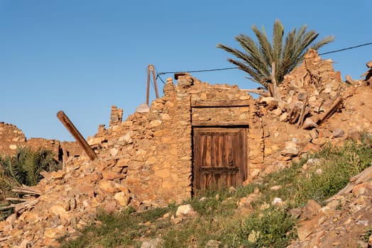 Beautiful little village Oumesnat with typical clay houses in the Anti-Atlas mountains of Morocco