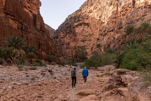 Hiking through the iconic Amtoudi canyon in the Anti-Atlas, Morocco