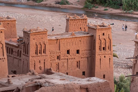 Scenic historic clay houses in the ancient UNESCO town of Ait Ben Haddou in Morocco