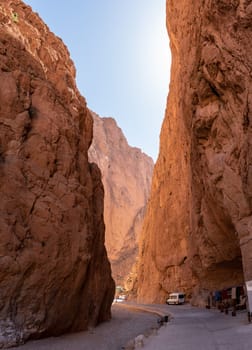 Impressive steep Todra gorge in the Atlas mountains of Morocco