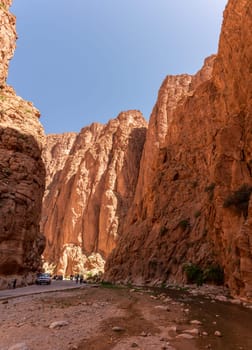 Impressive steep Todra gorge in the Atlas mountains of Morocco