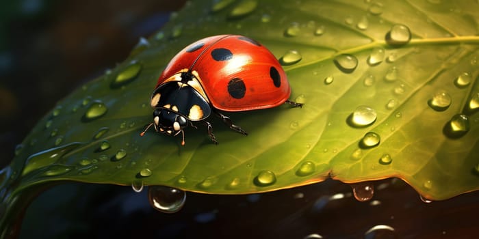 Macro detail to a ladybug insect, nature concept