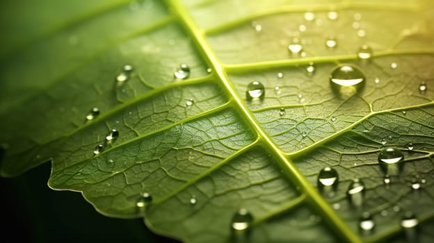 Macro detail to a green, fresh leaf with structure, nature concept