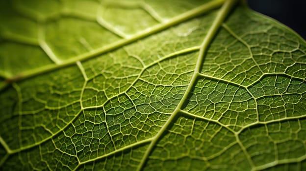 Macro detail to a green, fresh leaf with structure, nature concept