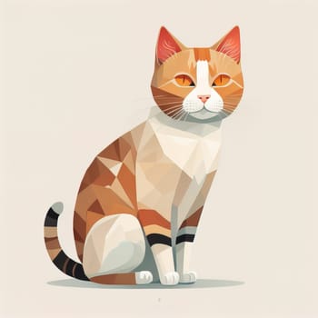 Cute cat sitting on the floor. Vector illustration in retro style. ai generative