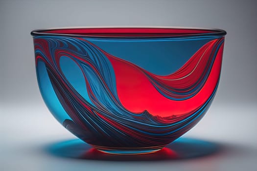 Colorful glass pot on a dark background. ai generative