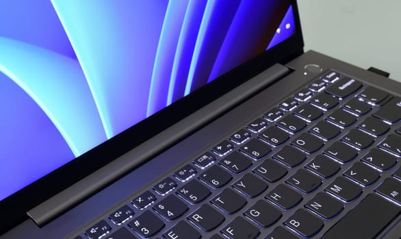 Laptop keyboard with screen on