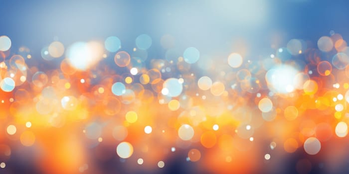 Blue and gold bokeh abstract background. AI Generated