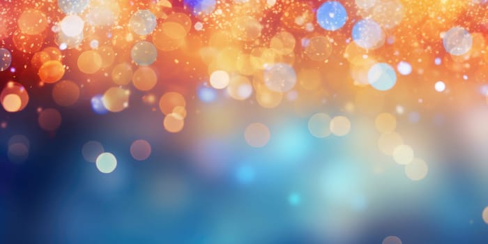 Blue and gold bokeh abstract background. AI Generated