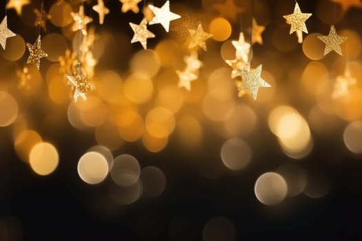 gold star shaped bokeh abstract background. AI Generated