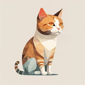 Cute cat sitting on the floor. Vector illustration in retro style. ai generative