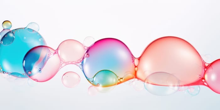 Floating colorful soap bubbles background, abstract design on white background. AI Generated