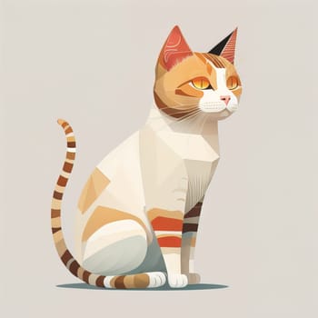 Cute cat sitting on the floor. Vector illustration in retro style. ai generative