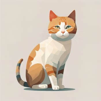 Cute cat sitting on the floor. Vector illustration in retro style. ai generative