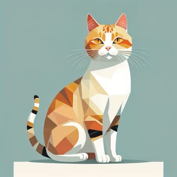 Cute cat sitting on the floor. Vector illustration in retro style. ai generative