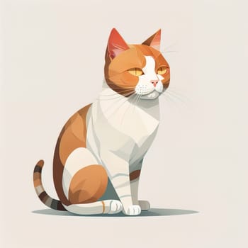 Cute cat sitting on the floor. Vector illustration in retro style. ai generative