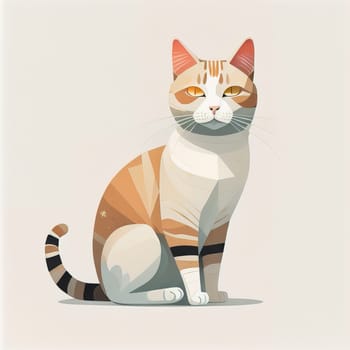 Cute cat sitting on the floor. Vector illustration in retro style. ai generative